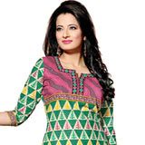 Enticing Pure Cotton Printed Salwar Green and Pink...