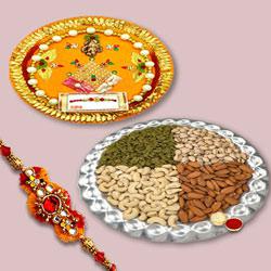 Gorgeous Thread Rakhi With Dry Fruits, Traditional...