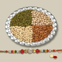Lovely Rakhi With Mix Dry Fruits, Set Of Roli Chav...