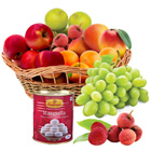 Scrumptious Fresh Fruits Basket with Haldiram Rasg...