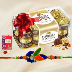 16 pcs Ferrero Rocher Chocolate Pack with 2 Rakhis...