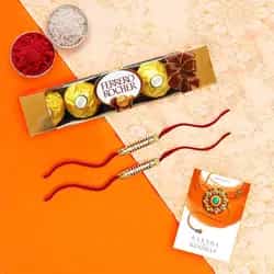 5 pcs Ferrero Rocher Chocolate Pack with 2 Rakhis ...