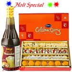 Assorted sweets with Thandai and Cadburys Celebrat...