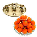 Silver plated Puja Thali with Silver Plated Lakshm...