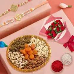 Exclusive 12 Red Roses along with yummy mixed Dry ...