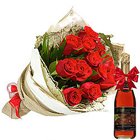 Superb Arrangement of Red Roses and Fruit Juice...