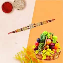 Fresh Fruit Basket 2 Kg with Free 2 Rakhis and Rol...