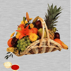 Fresh Fruit Basket 5 Kg with free Roli Tilak and C...