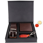 Elegant Gift Set of Wallet, Key Ring and Belt with...