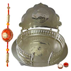 Auspicious Silver Plated Mandir Case with Rakhi an...