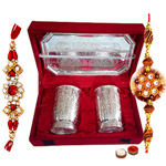 Silver plated set of design crafted two glasses a...