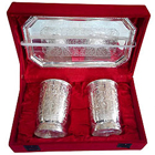 Silver plated set of design crafted two glasses a...