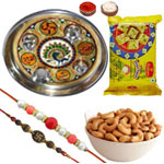 Selective Combo of 2 Rakhi With Pooja Thali, Cashe...