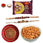 Traditional Rakhi With Soan Papdi, Rakhi Thali And...