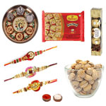 Breathtaking Rakhi Combo With Desingner Thali, Soa...