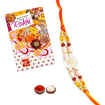 Stylish One White Beaded Rakhi...