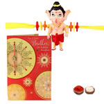 Appealing One Ganesh Pattern Kid Rakhi...