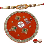 Elegant One Single Color Beads Rakhi with Traditio...