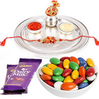 Designer Selection of One Trendy Rakhi with Silver...