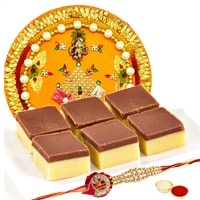 Lovely Rakhi with a Decorative Rakhi Tray and Soan...