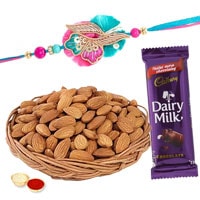Wholesome Almonds with Alluring Rakhi Gift Combo...