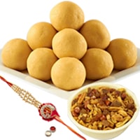 Rakhi With Mix Namkeen And Besan ladoo...