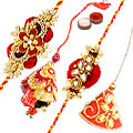 Dazzling Swastik Designer Bhaiya Bhabhi Rakhi Set...