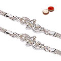 An Elegant Silver Plated Twin Rakhi set with Roli...
