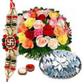 Exciting Kaju Katli and 24 Mixed Roses Bouquet...