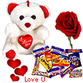 Cadburys Celebration Pack with a silk rose and A ...
