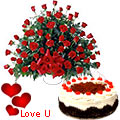 Dutch Red Roses with Black Forest Cake...