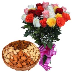 Adorable 2 dozen multicolored Roses with assorted ...