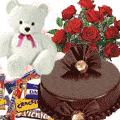 Awesome bouquet of Roses with a delicious Cake, m...