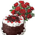 Charming Red Roses along with delicious Black Fore...