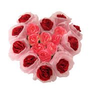 Beautiful Rhythmic 18 Pink and Red Artificial Heart Roses Beautiful Rhythmic 18 Pink and Red Artificial Heart Roses