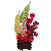 Gorgeous Gift of Art Pink Carnations N Long Floral Stem decorated in a Basket Gorgeous Gift of Art Pink Carnations N Long Floral Stem decorated in a Basket