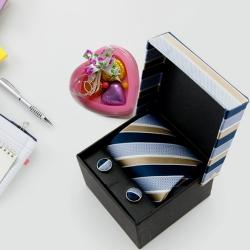Comforting Set of Tie and Cufflink with 1 Golden Rose and 3 pcs Heart Homemade Chocolate Comforting Set of Tie and Cufflink with 1 Golden Rose and 3 pcs Heart Homemade Chocolate