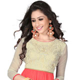 Super Attractive Georgette Embroidered Beige and Pink Coloured Kurti Super Attractive Georgette Embroidered Beige and Pink Coloured Kurti