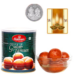Gulab Jamun With Silver Plated Coin Gulab Jamun With Silver Plated Coin