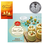 Tempting Soan Cake From Haldiram With Silver Plated Coin And Diwali Card Tempting Soan Cake From Haldiram With Silver Plated Coin And Diwali Card