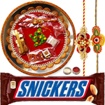 Alluring Combo of Rakhi Wih Rakhi Thali N Snicker Alluring Combo of Rakhi Wih Rakhi Thali N Snicker