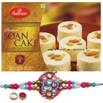 Delicious Haldiram Soan Cake With lovely Rakhi Delicious Haldiram Soan Cake With lovely Rakhi