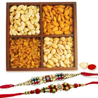 Beautiful Festive Combo of Rakhi With Assorted Dry Fruits Beautiful Festive Combo of Rakhi With Assorted Dry Fruits
