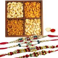 Arresting 4 Rakhis With Dry Fruits Mix Arresting 4 Rakhis With Dry Fruits Mix