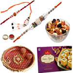 Beautifying Bhaiya Rakhis, Bhabhi Rakhi, Mixed Dry Fruits, Haldiram Soan Papdi And Pooja Thali Beautifying Bhaiya Rakhis, Bhabhi Rakhi, Mixed Dry Fruits, Haldiram Soan Papdi And Pooja Thali