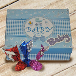 Delightful Baby Boy Homemade Chocolate Box with Essence of Indulgence Delightful Baby Boy Homemade Chocolate Box with Essence of Indulgence