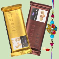 Cadburys Temptations with 1 Regular Rakhi and Roli Tilak Chawal Cadburys Temptations with 1 Regular Rakhi and Roli Tilak Chawal