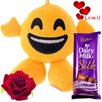 Smiley Love with a Cadbury Silk Bar & a Free Silk Red Rose Smiley Love with a Cadbury Silk Bar & a Free Silk Red Rose