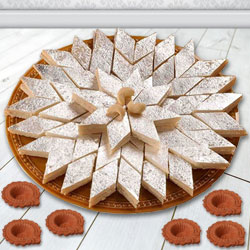 Kaju Katli with Diya Kaju Katli with Diya