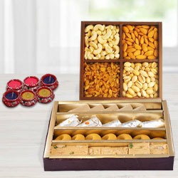 Sweets, Dry Fruits and Diya Sweets, Dry Fruits and Diya